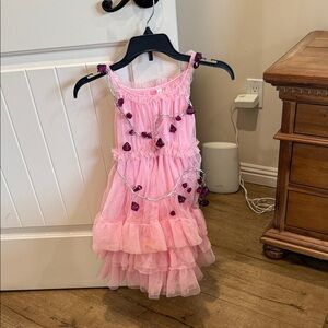 Charming Pink Ruffled Kids Formal Dress with headpiece